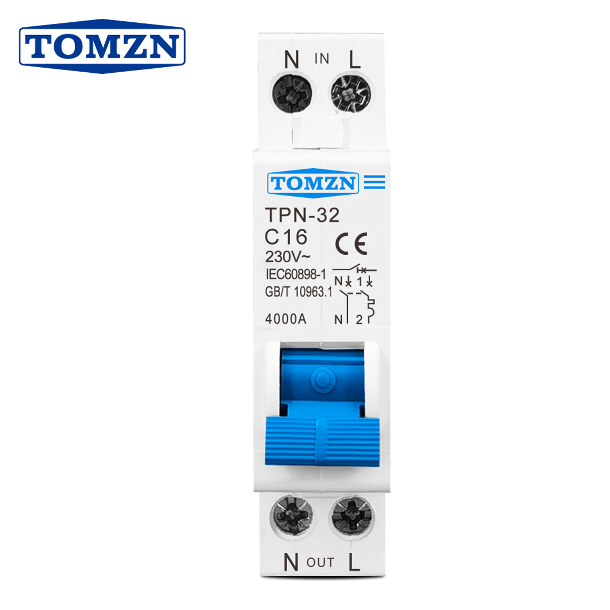 Din Rail Circuit Breaker - TOMZN TPN 1P+N Mini-stroomonderbreker MCB 6A