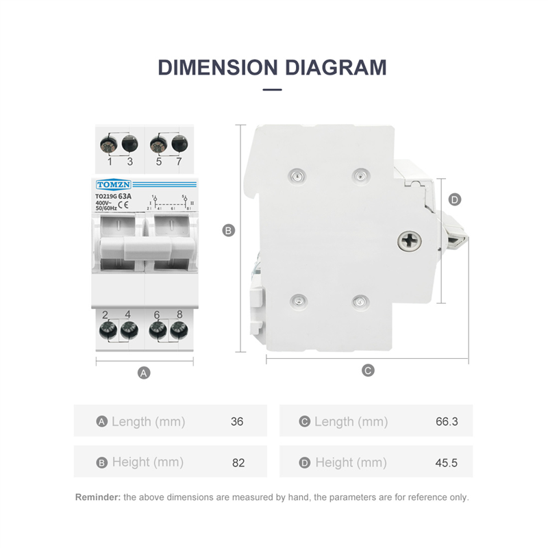 Din Rail Circuit Breaker - 2P 63A Dual Power Handmatige Overdracht