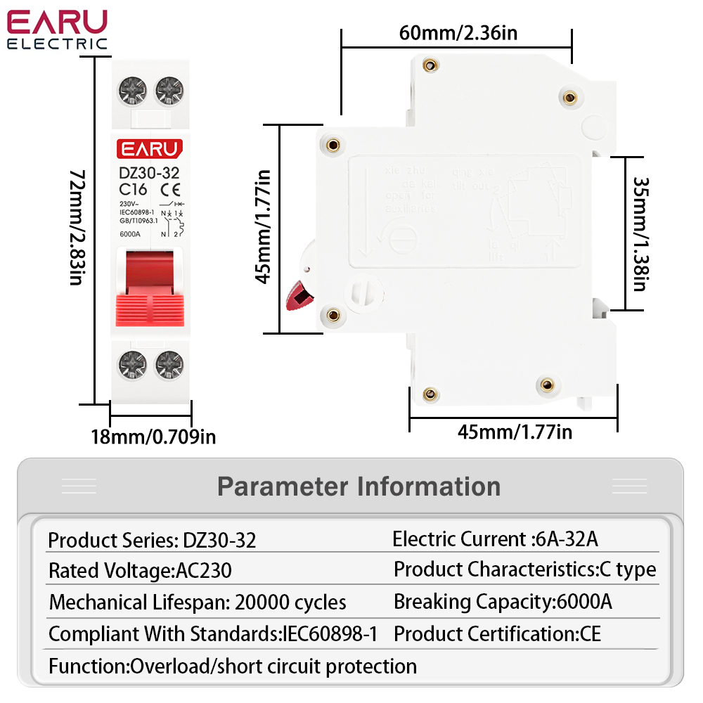 DZ30-32 DPN 1P + N Mini Stroom - Din Rail Circuit Breaker recensie en prijs