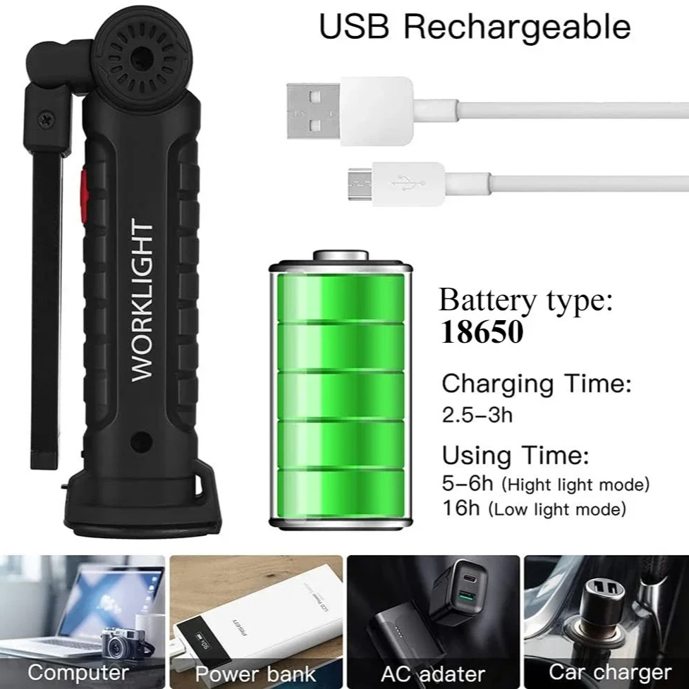 Draagbare COB LED-zaklamp USB  - Renewable Energy Battery recensie en prijs