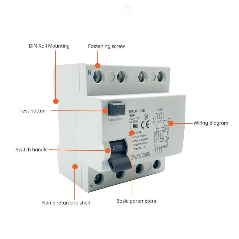 Type B Aardlekbeveiligingsscha - Din Rail Circuit Breaker recensie en prijs