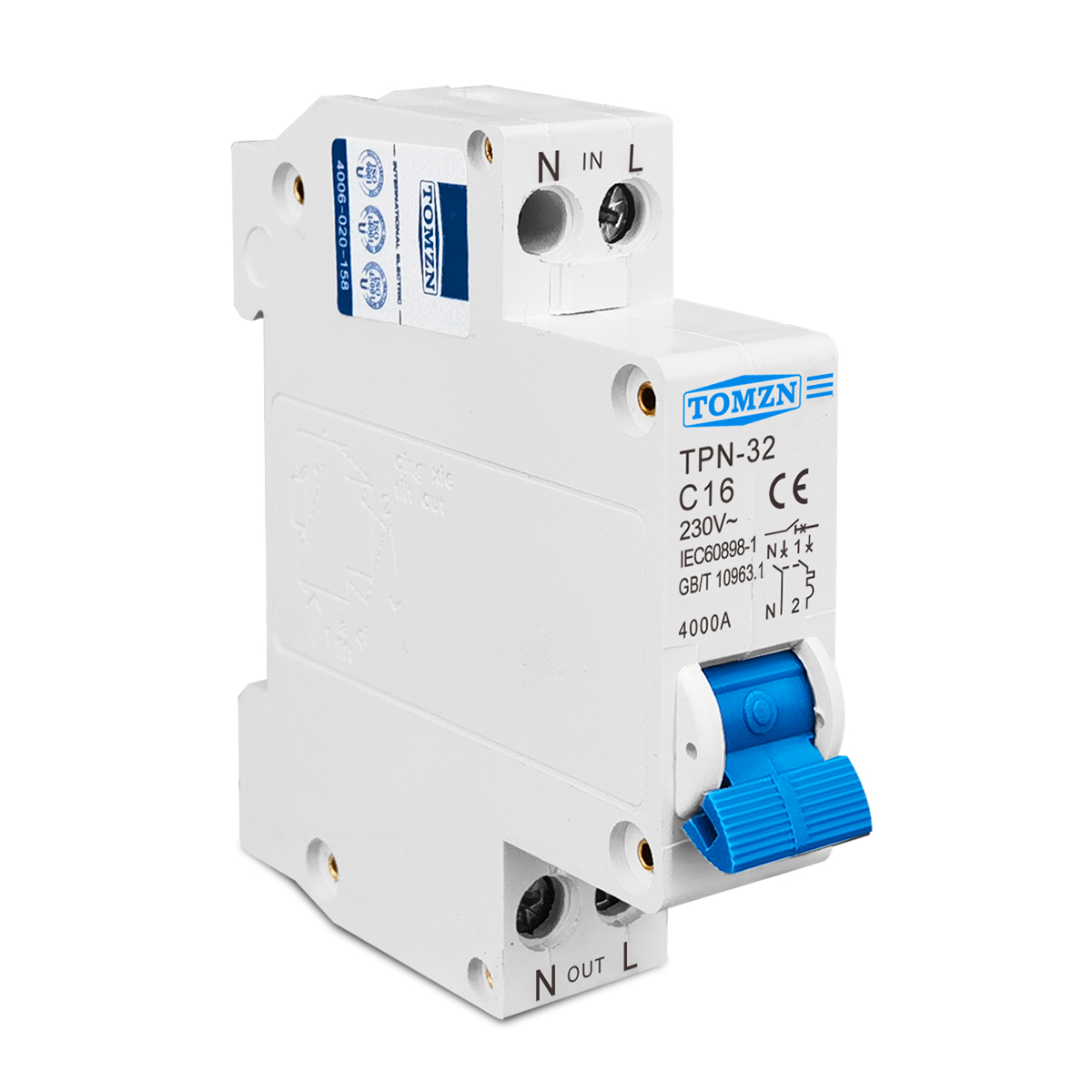 TOMZN TPN 1P+N Mini-stroomonde - Din Rail Circuit Breaker recensie en prijs