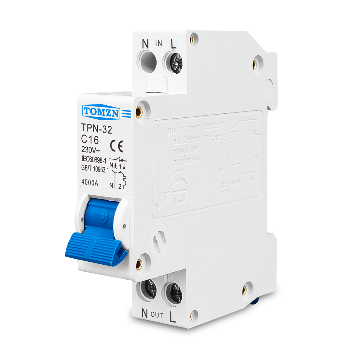 TOMZN TPN 1P+N Mini-stroomonde - Din Rail Circuit Breaker recensie en prijs
