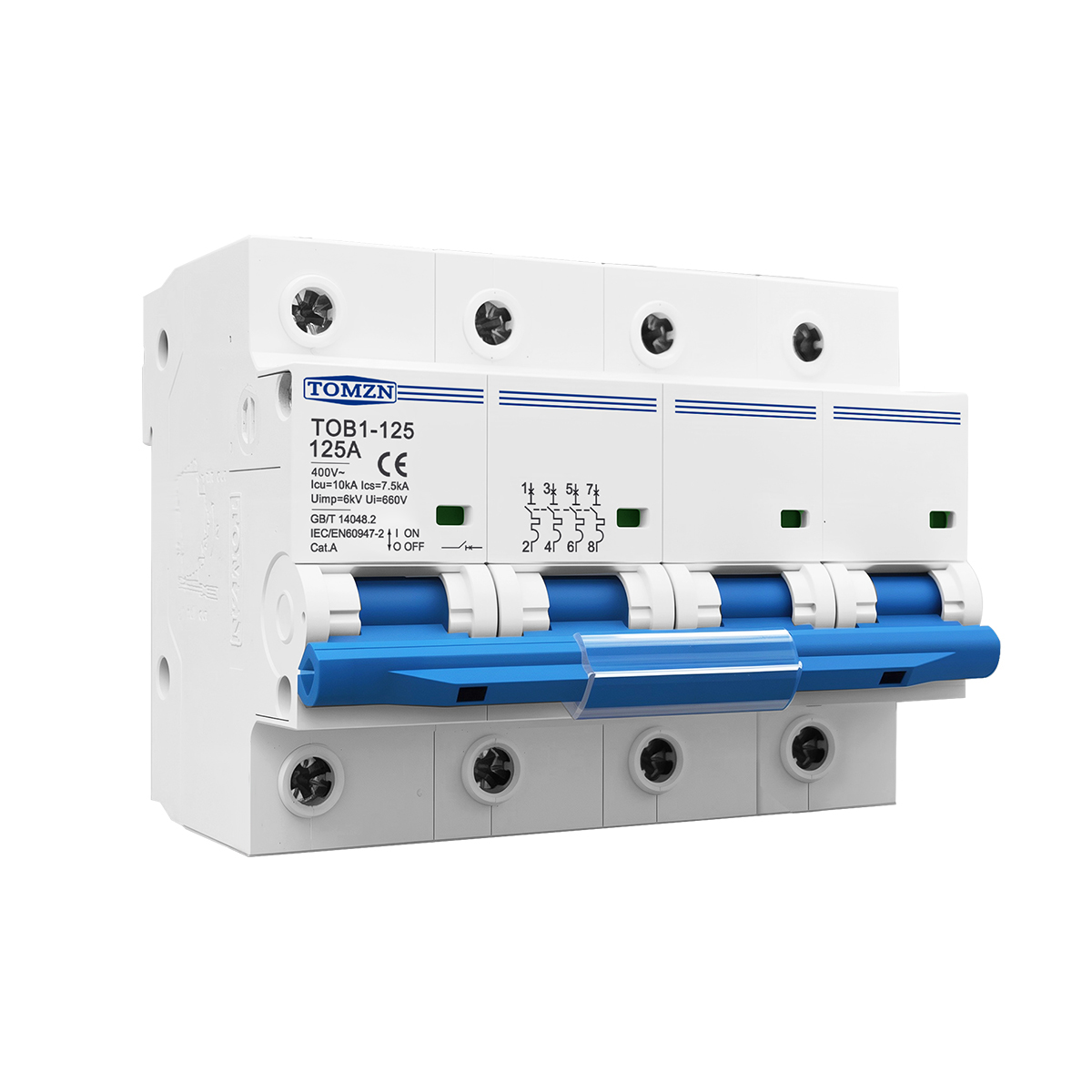 1P 2P 3P 4P 400V AC Hoge stroo - Din Rail Circuit Breaker recensie en prijs